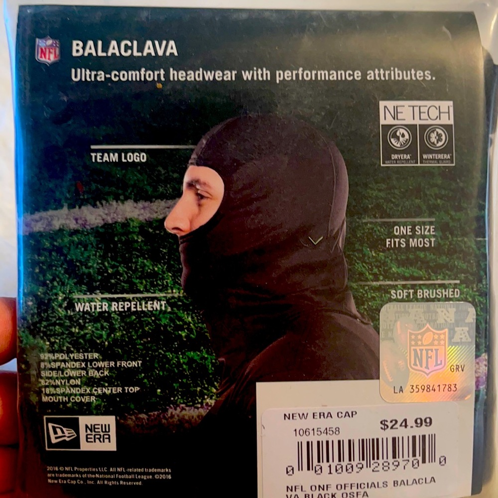 NFL no team logo New Era black balaclava face mask ski mask